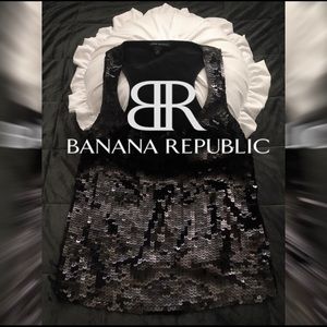 Banana Republic Black Sequin Satin Top